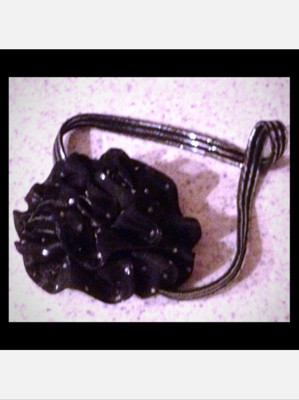 NWT Kid's Black Stretch Headband+Silver Sparkle Rosette!